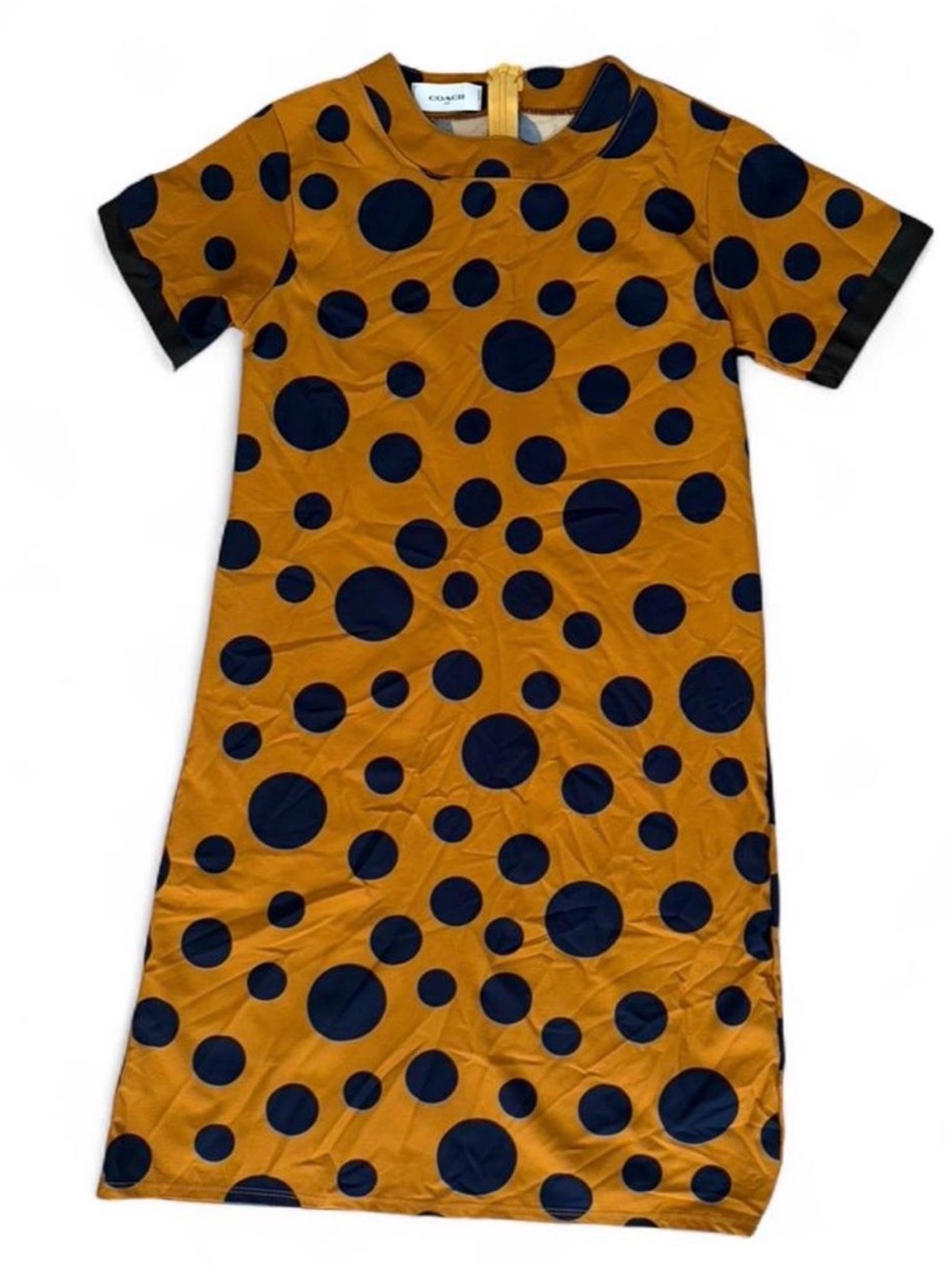 Coach Mustard Yellow Dress with Navy Polka Dots